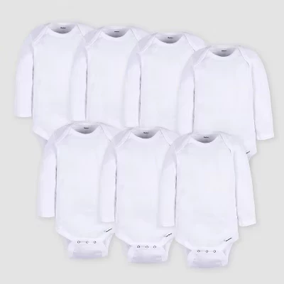 Детские боди Gerber, 7 шт., с длинным рукавом, белые