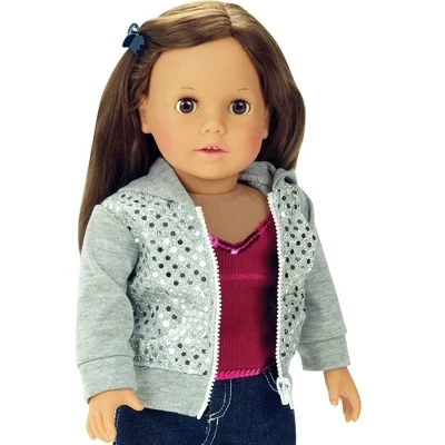 Кукла Sophia's 18″ с пайеточной худи, серая