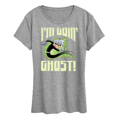Женская футболка с коротким рукавом и рисунком I'm Goin Ghost серого цвета