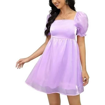 Женское платье Yesfashion Babydoll, мини, фиолетовое