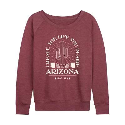Женская рубашка Create Life Arizona из легкой махровой ткани с широким вырезом и длинным рукавом с графическим рисунком цвета Хизер бордовый