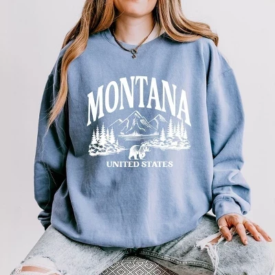 Женская легкая одежда, окрашенная в графический цвет толстовка Montana Forest Scene