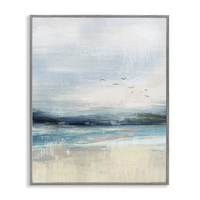 Матовый пейзаж с океанскими чайками в рамке Giclee Art
