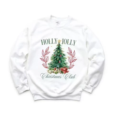 Женская толстовка с рисунком Holly Jolly Christmas Club белого цвета
