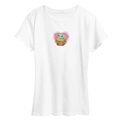Women's -  - Grogu Heart Short Sleeve Graphic T-Shirt white