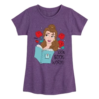 Футболка Disney «Книжный червь» для девочек, фиолетовая