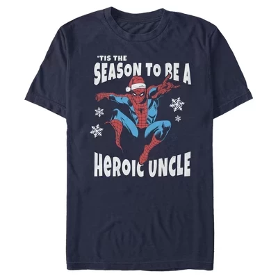 Мужская футболка с изображением Человека-паука Uncle 'Tis the Season синего цвета