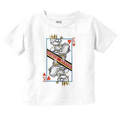 Игральная карта Popeye King of Hearts для малышей, детская футболка с графическим рисунком, Лицензионная белая