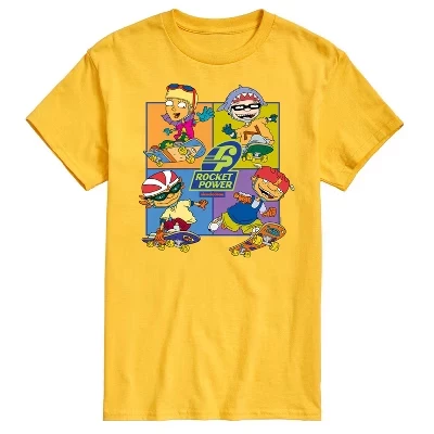 Мужская футболка Rocket Power Otto Regina Sam Maurice Skaters с коротким рукавом и графическим рисунком, желтая