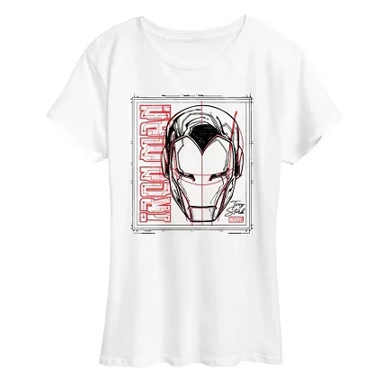 Женская футболка с коротким рукавом Iron Man Sketch, белая