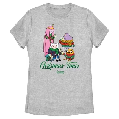 Женская футболка Adventure Time Рождество, серая