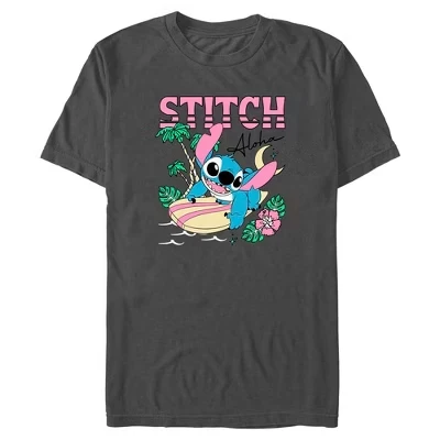 Мужская футболка для серфинга Aloha Stitch цвета древесного угля