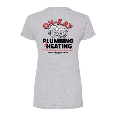 Женская приталенная футболка Ohkay Plumbing с графическим рисунком серого цвета