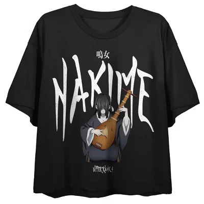 Женская черная укороченная футболка Nakime с надписью кандзи черный