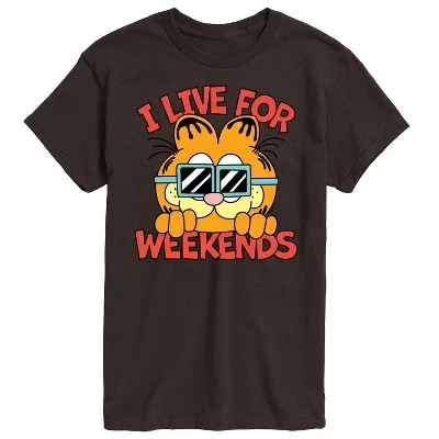 Мужская футболка Garfield I Live For Weekends, коричневая