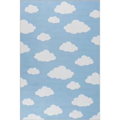 Детский коврик Lilia Cloud Area, пригодный для машинной стирки с домашними животными, светло-голубой