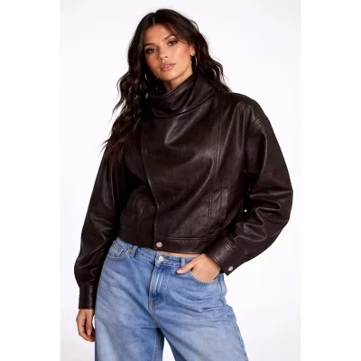 Женская куртка Forever 21 из экокожи, коричневая