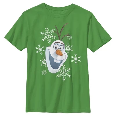 Футболка для мальчиков Frozen Olaf Smile, зеленая