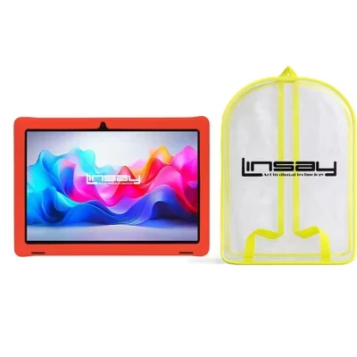 Планшет LINSAY 10.1″ 4/128 ГБ Android 15, красный