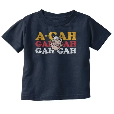 Забавная футболка с рисунком A-Gah Popeye The Sailor Laugh для малышей, лицензированная