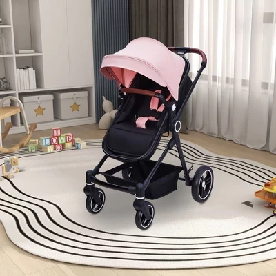 Коляска для малышей и кукол 2 в 1 - Легкая прогулочная коляска для бега трусцой с подстаканником и амортизацией розового цвета