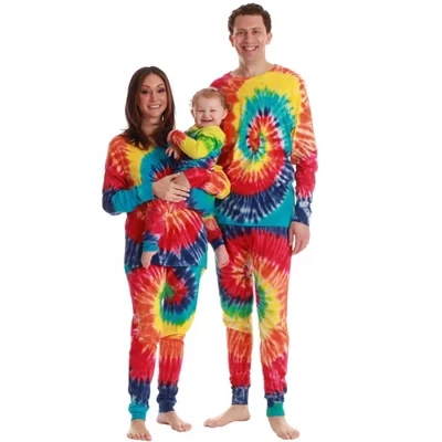 #Пижамы в тон FollowMe для семьи и пар, Праздничная мужская одежда для сна-tie dye bright swirl