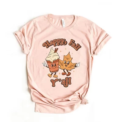 Женская футболка Simply Sage Market Retro Happy Fall Y'all, бледно-розовая