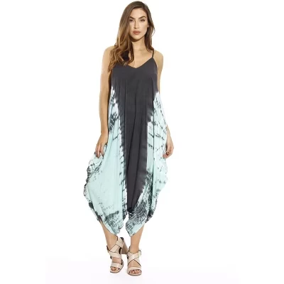 Женский шароварный комбинезон Tie Dye - Комбинезоны для женщин Romper charcoal / mint