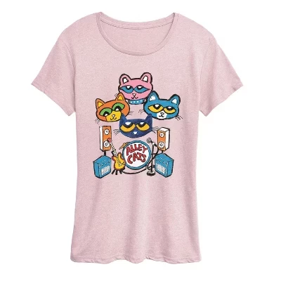 Женская футболка с коротким рукавом и рисунком кота Пита - Alley Cats Heads heather pink