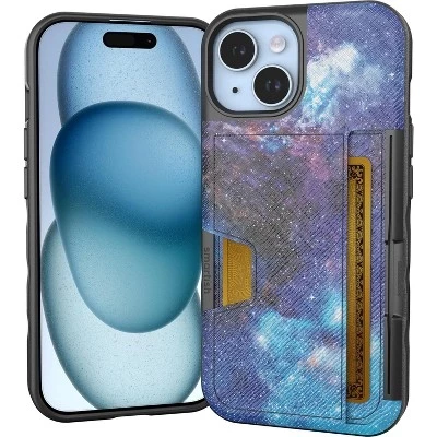 Стильный чехол-портмоне для iPhone 15 - Держатель подставки для кредитных карт Wallet Slayer Vol 2, расположенный на некотором расстоянии друг от друга