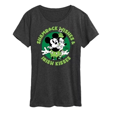 Женская футболка с коротким рукавом Shamrock Wishes Irish Kisses с графическим рисунком heather charcoal