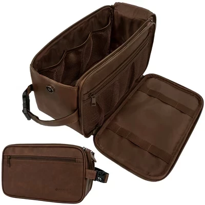 Мужская сумка для туалетных принадлежностей, набор для бритья Travel Essentials, водостойкий косметический футляр-органайзер для макияжа коричневого цвета
