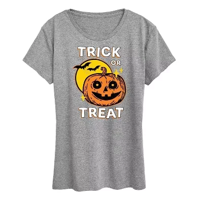 Женская винтажная футболка с коротким рукавом Trick Or Treat Pumpkin и рисунком в виде тыквы, серая