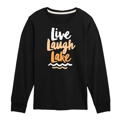 Футболка с длинным рукавом Live Laugh Lake с графическим рисунком черного цвета