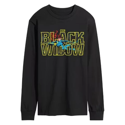 Мужская футболка с длинным рукавом и графическим рисунком в стиле Black Widow, черная