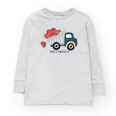 Детская футболка с длинным рукавом The Juniper Shop «Dump Truck Hearts», серый меланж