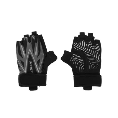Long Wristband Half-finger Strength Training Sport Gloves black