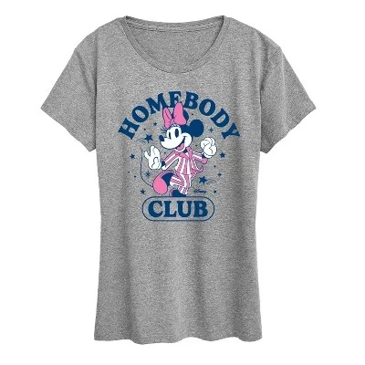 Женская футболка Disney Minnie Homebody Club с коротким рукавом, серо-меланжевая