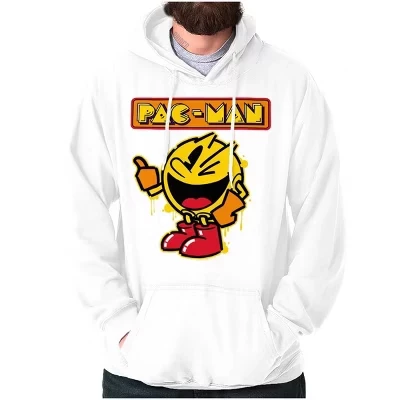 Ретро-аркадная игра PACMAN с капюшоном, толстовка с капюшоном для женщин и мужчин, лицензионная белая