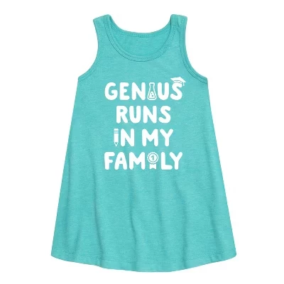 Платье Genius Runs In My Family от Aline с рисунком без рукавов бирюзового цвета