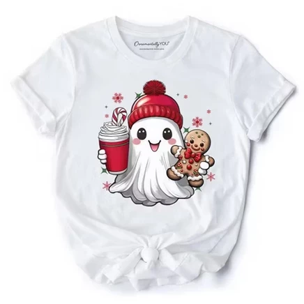 Женская футболка OrnamentallyYou «Cute Ghost Christmas», белая