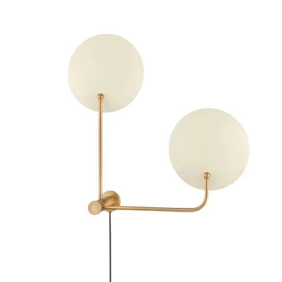 Портативное настенное бра Leif - 2 Light - 41 дюйм в высоту и 24 дюйма в ширину -Латунь с патиной/Мягкое песочное золотое покрытие