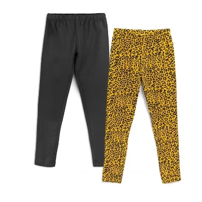 Леггинсы для малышей 2pk Fair Trade из органического хлопка с усиленным коленом gold leopard