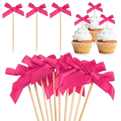 Durable Multipurpose Pastel Pre-assembled Non Edible Cupcake Toppers 30 Pcs red