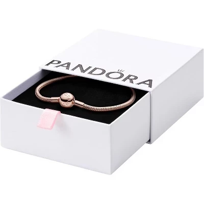 Snake Chain Bracelet for Women, Charm Compatible Jewelry with Gift Box, Sterling Silver Adjustable rose gold
