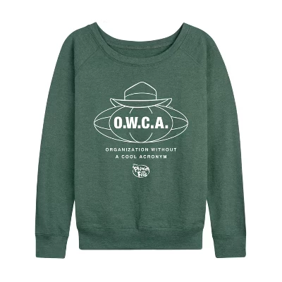 Женская легкая французская махровая рубашка Owca с широким вырезом и длинным рукавом с графическим рисунком heather juniper