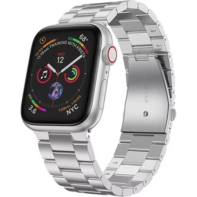 Классический металлический ремешок из нержавеющей стали для Apple Watch 38/40/41 мм и 42/44/45/49 мм серебристого цвета