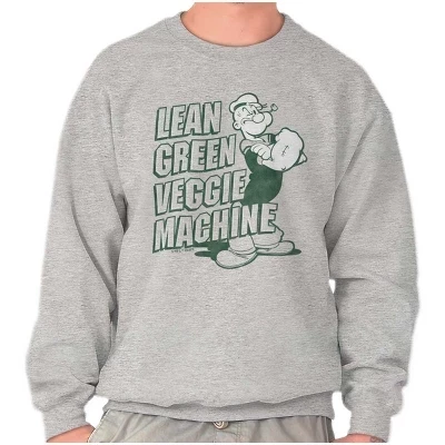 Толстовка Popeye Lean Green Veggie Machine для мужчин или женщин с лицензией sport серого цвета