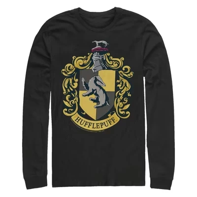 Мужская рубашка с длинным рукавом Hufflepuff Gold Crest черного цвета