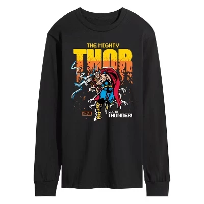 Men's -  - Thor Pixelated Long Sleeve Graphic T-Shirt black